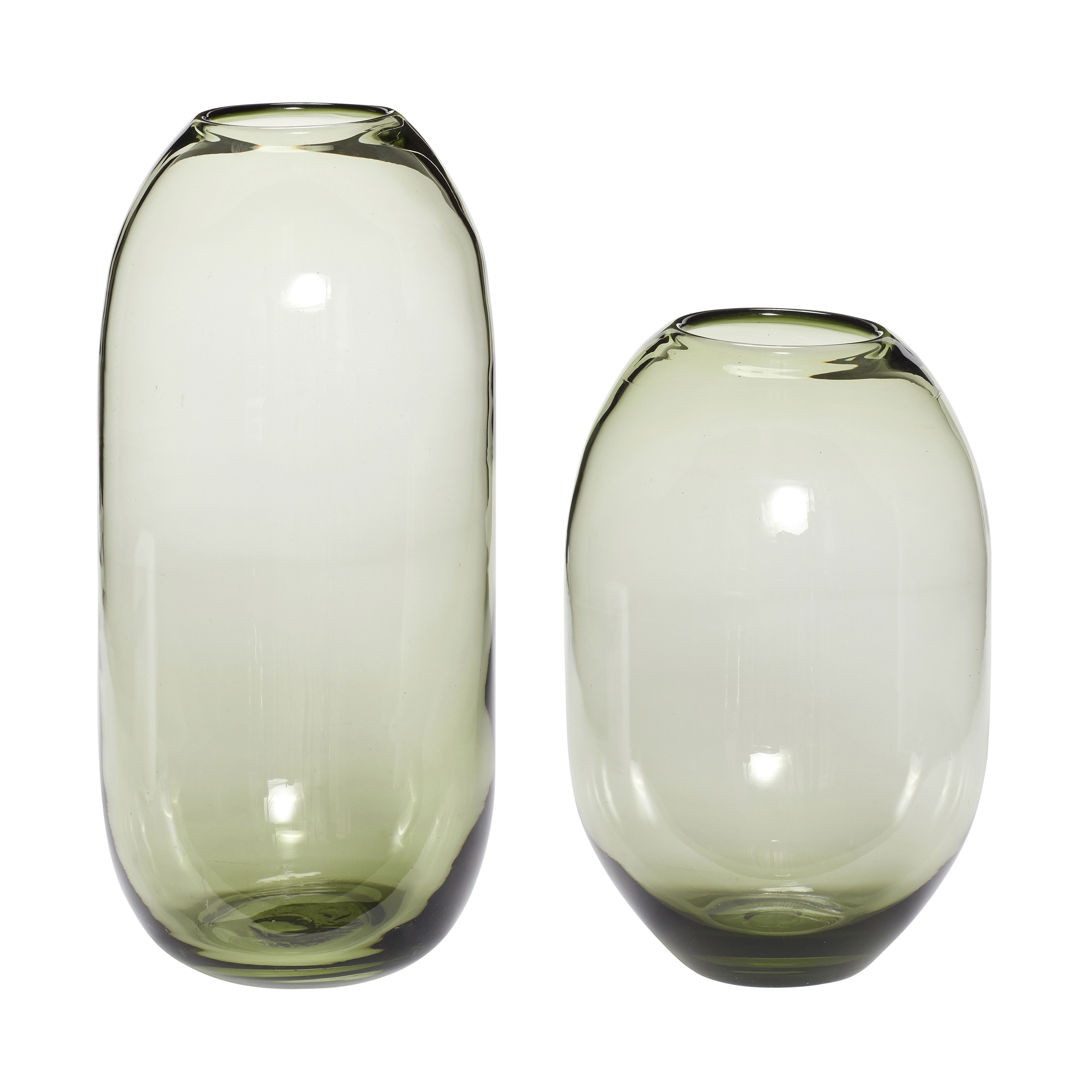 Hübsch Moss Vase Glass Green Set med 2