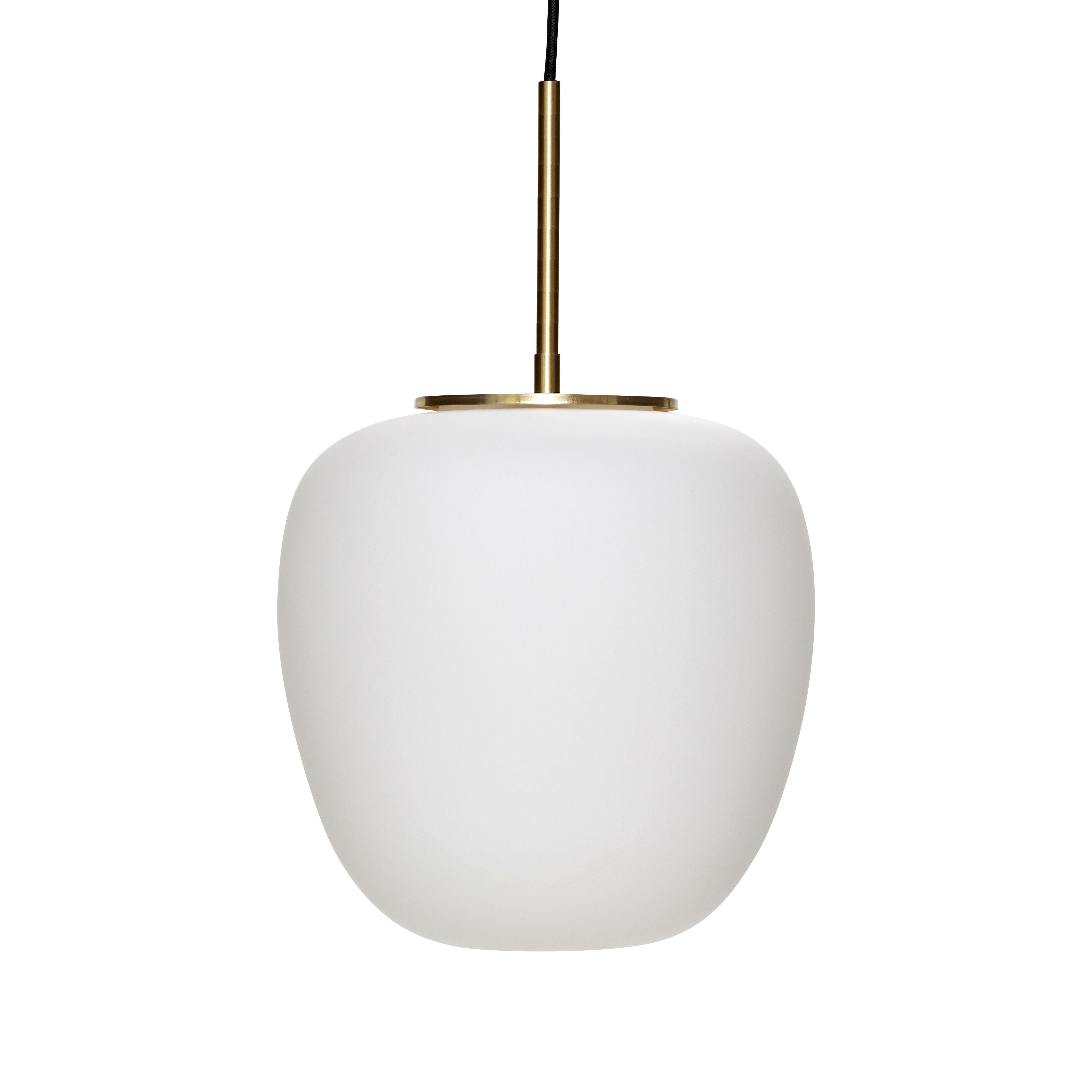 Hübsch Muse Lampe Glas Hvid/Messing, 25x36 Cm