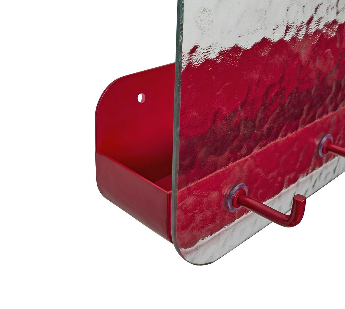 Hübsch Shack Knagerække/Hylde med Tekstureret Glas, Rød