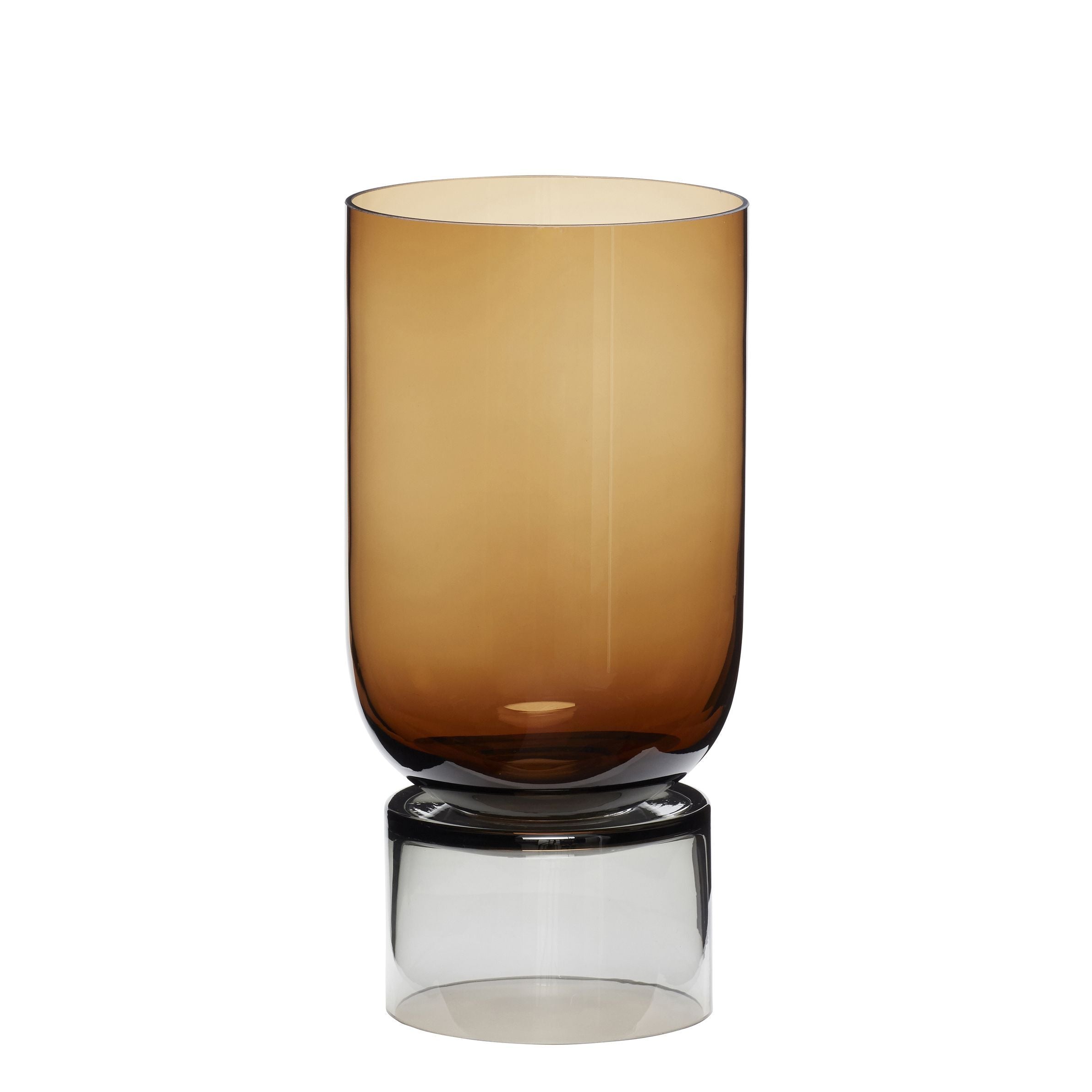 Hübsch Stand Vase Håndlavet Glas Ravgul/Grå, 16x32 Cm