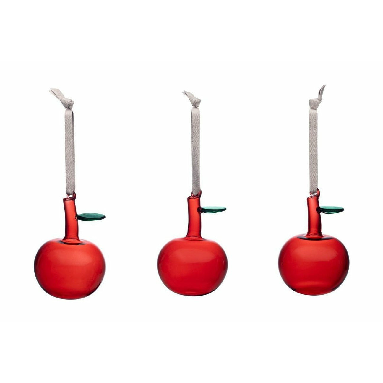 Iittala Dekorationer glas äpple, set med 3, rött