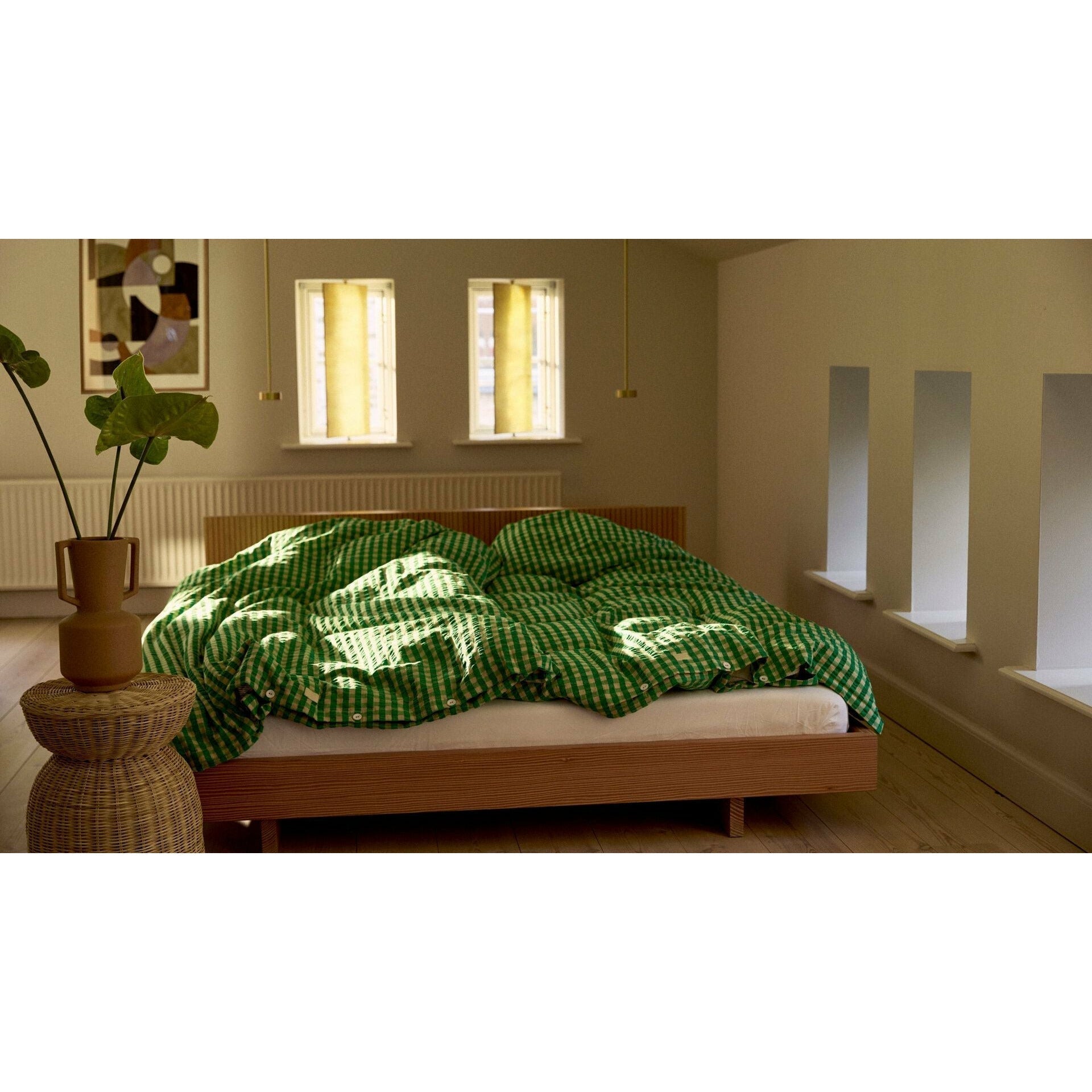 Juna Bæk & Wave -sängkläder 140x220 cm, grön/sand