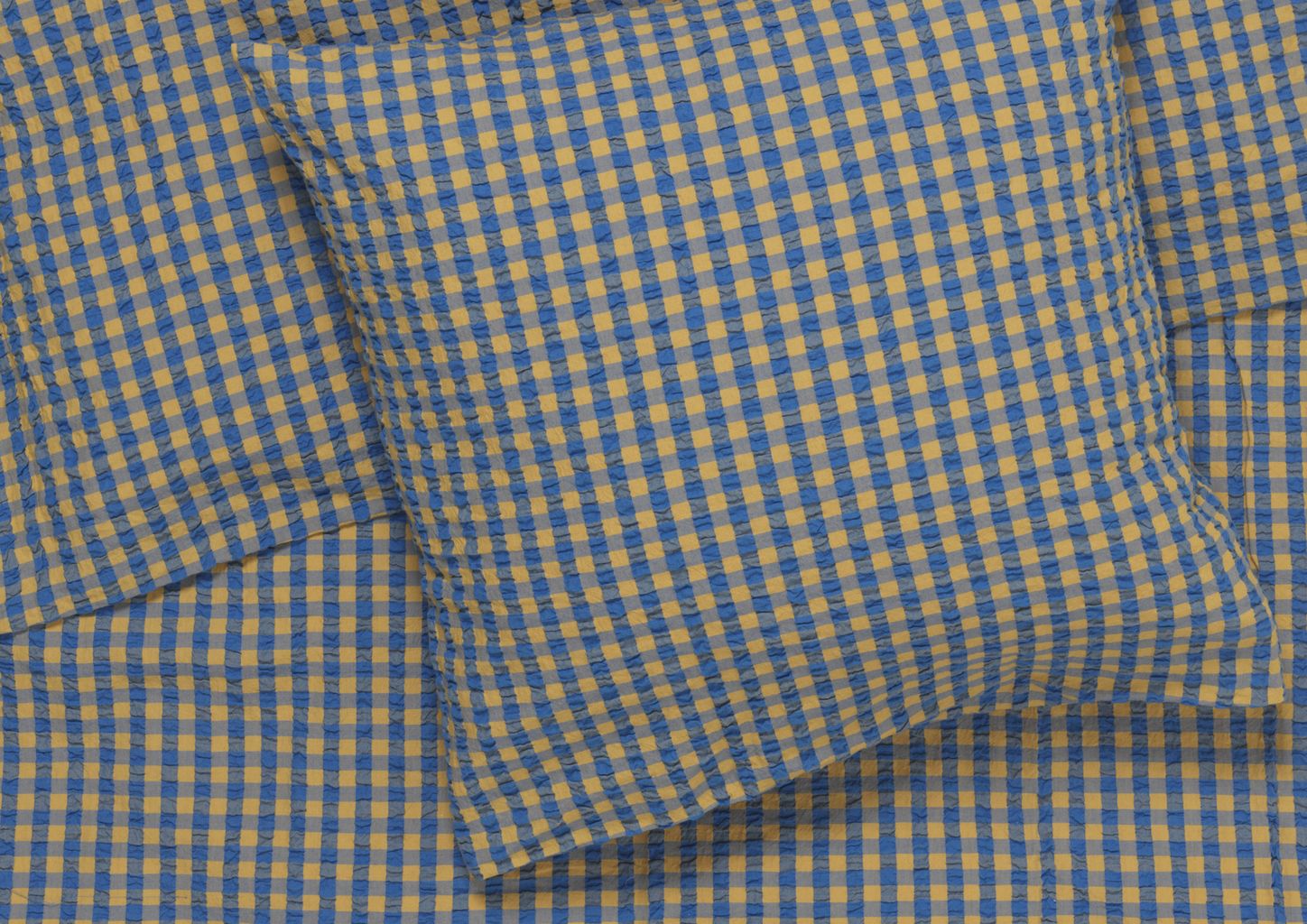 JUNA Bæk & Wave -sängkläder 140x220 cm, blå/ockra