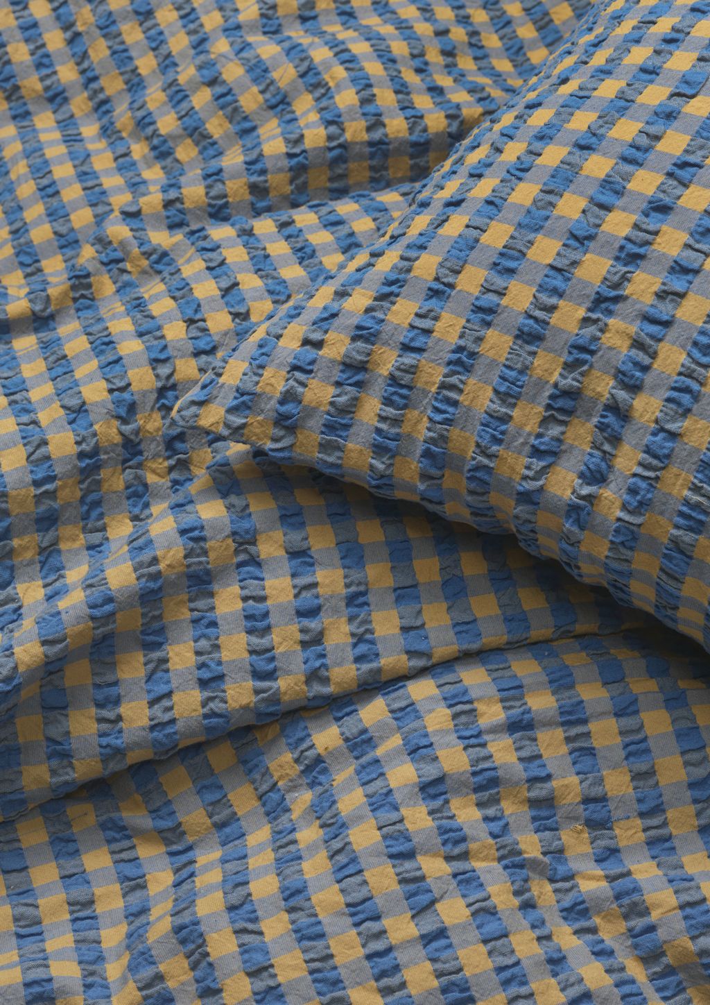 JUNA Bæk & Wave -sängkläder 140x220 cm, blå/ockra