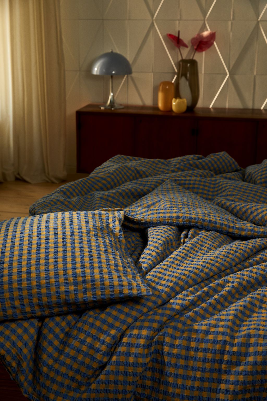 JUNA Bæk & Wave Pillow täcker 63x60 cm, blå/ockra
