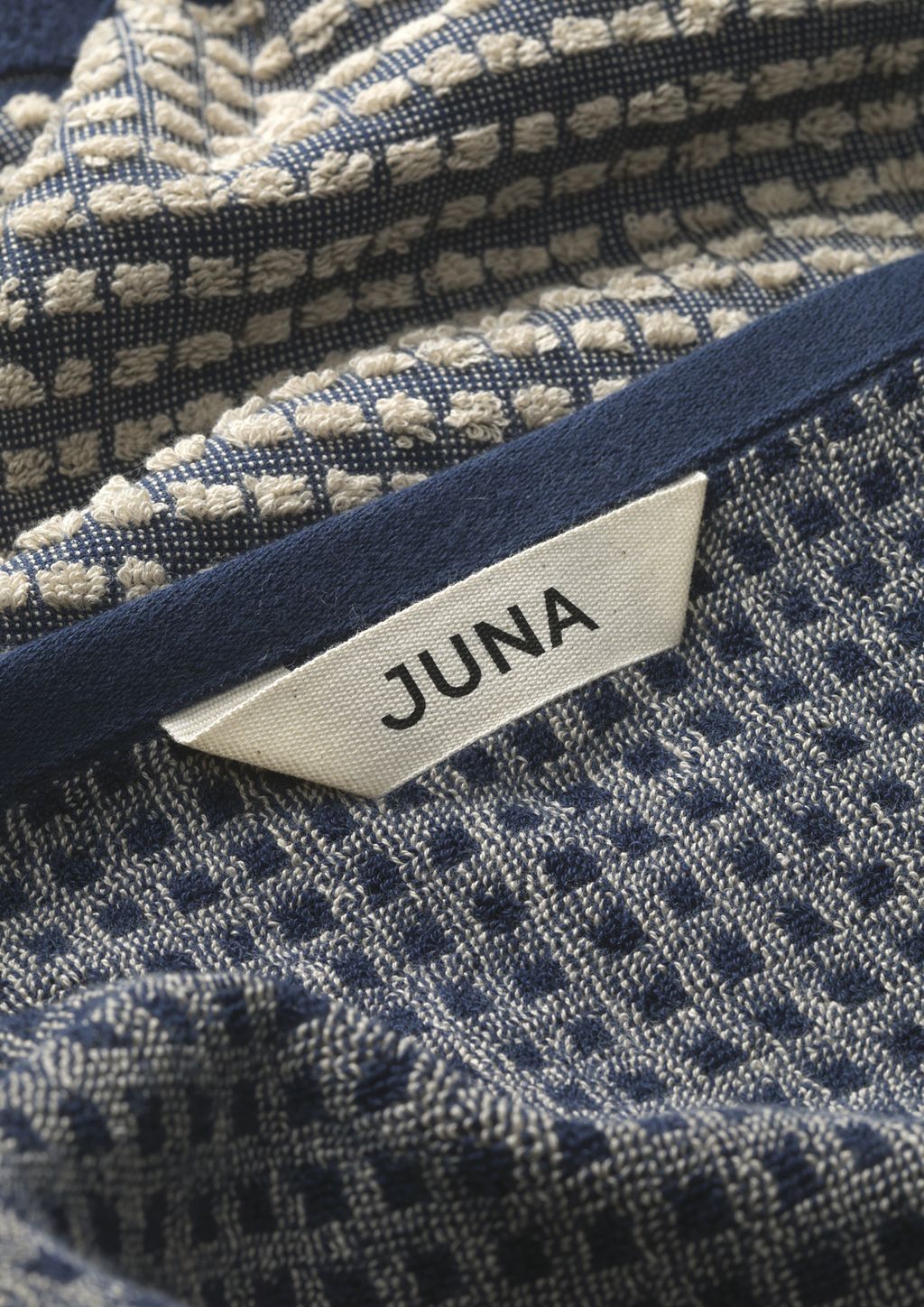Juna Check Håndlæde 50X100 cm, Mørk Blå/Sand