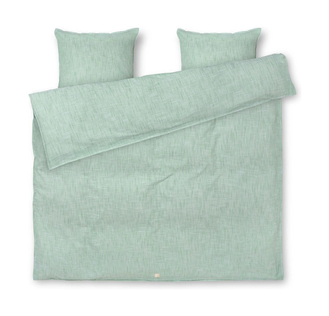 JUNA Monochrome Lines sängkläder 200x220 cm, grönt/vitt