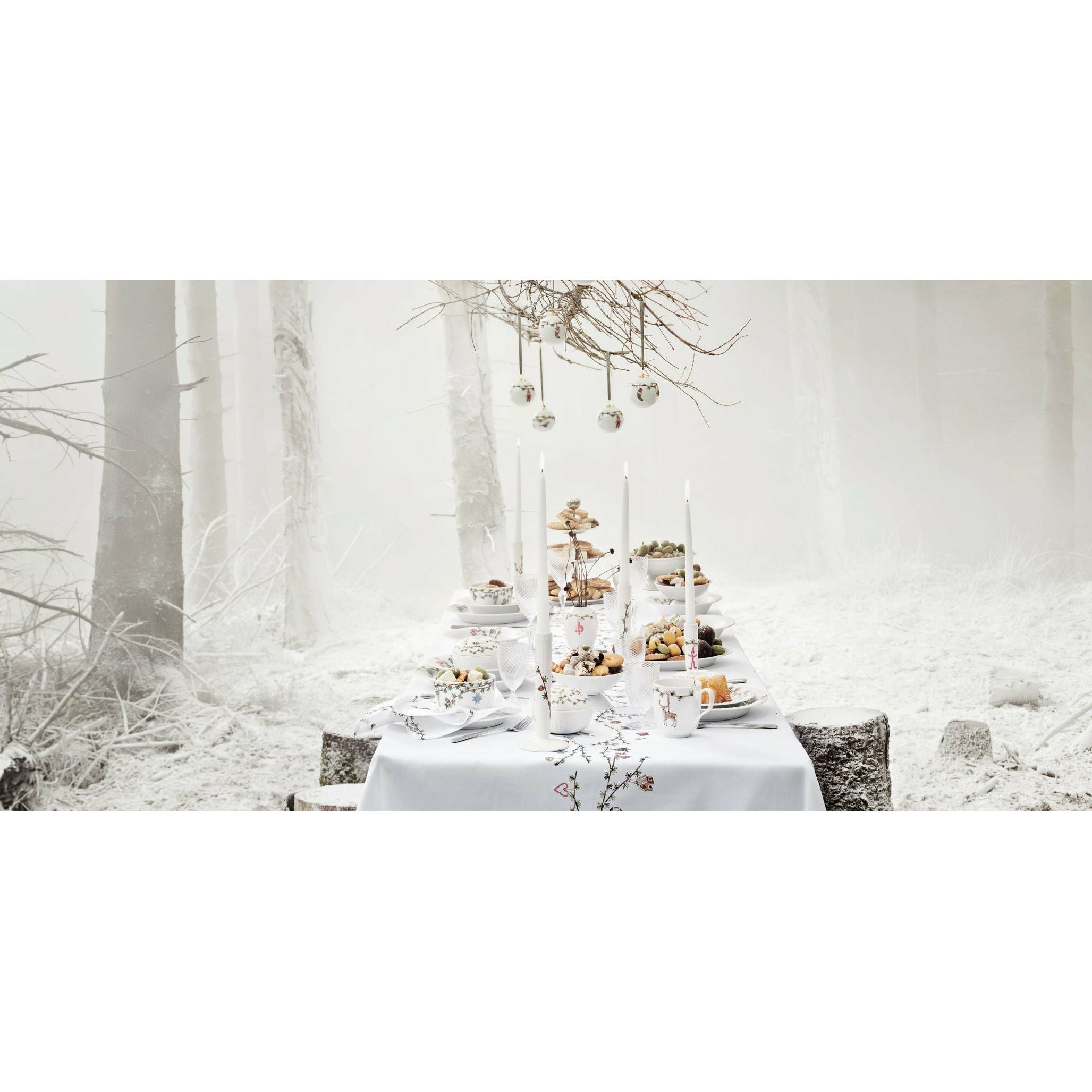 Kähler Hammershøi julljusstake 20 cm, vit med dekoration