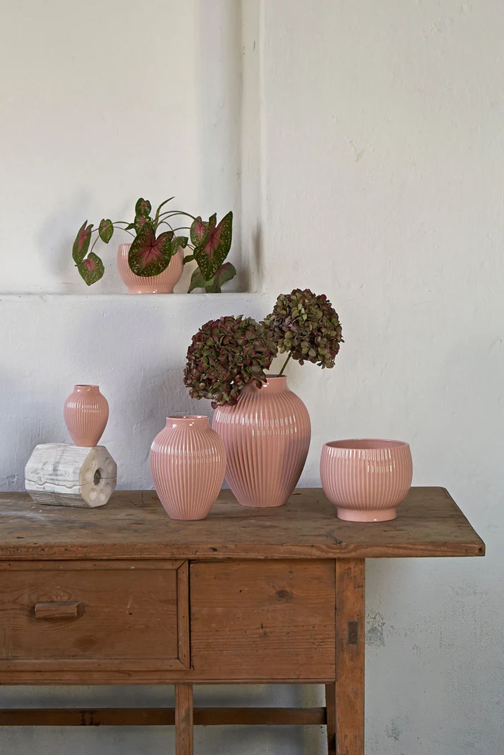 Knabstrup Keramik Örtpotten gömmer sig med spår Ø 14,5 cm, rosa