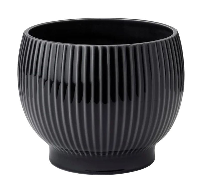 Knabstrup Keramik Örtpotten gömmer sig med spår Ø 14,5 cm, svart