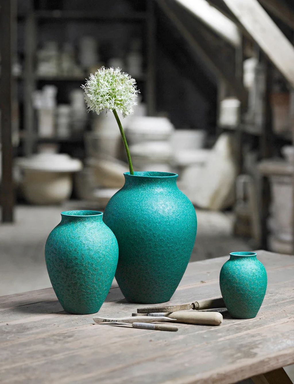 Knabstrup Keramik Vase H 12,5 cm, irgrøn