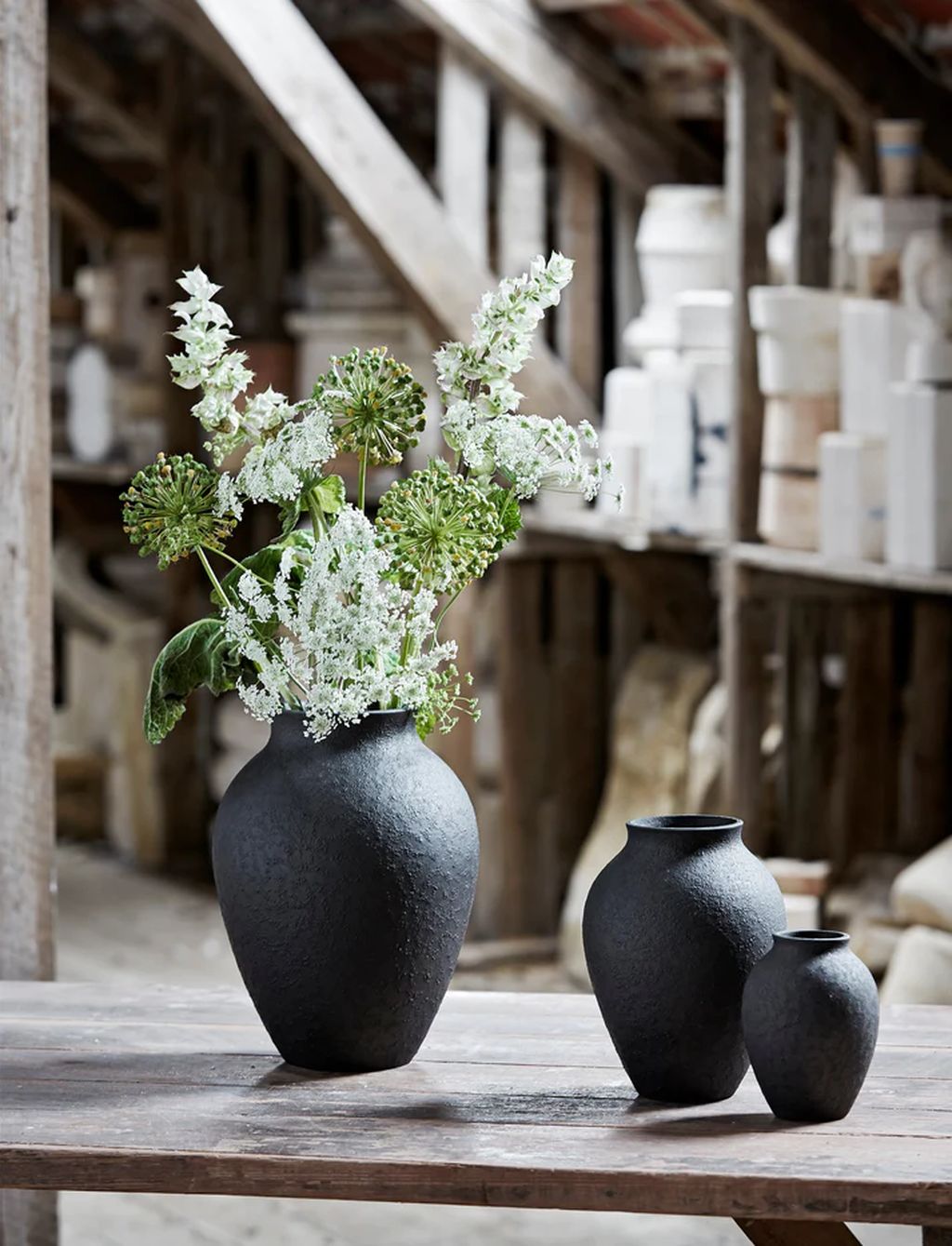 Knabstrup Keramik Vase H 27 cm, Sort