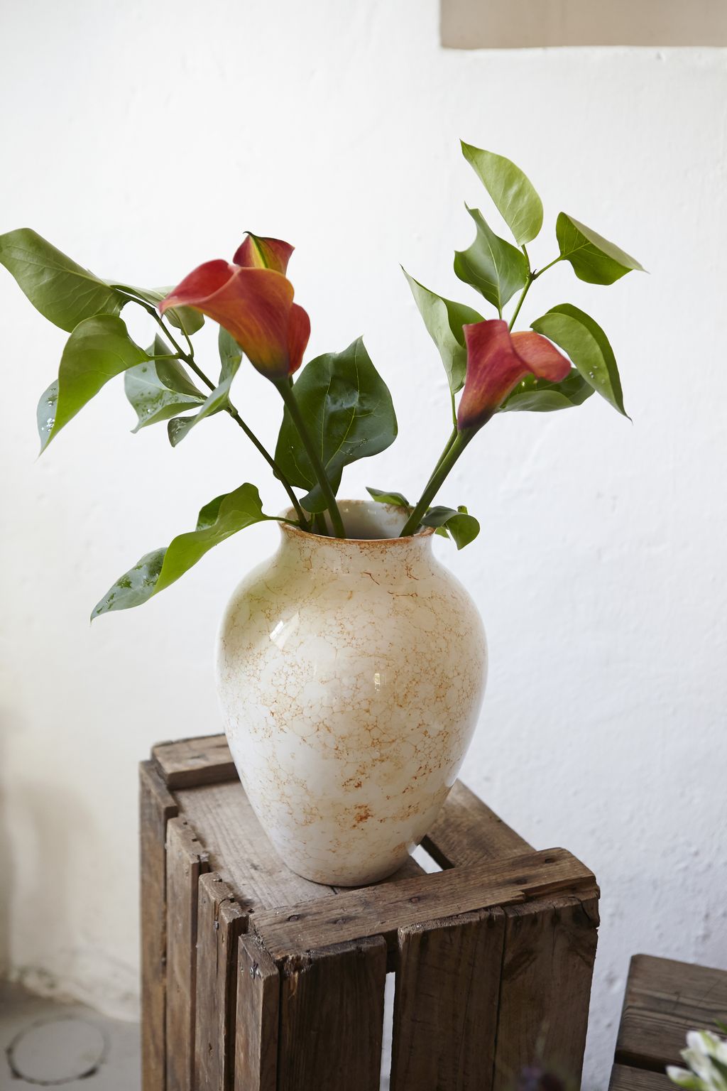 Knabstrup Keramik Vase natura h 20 cm, vit/brun