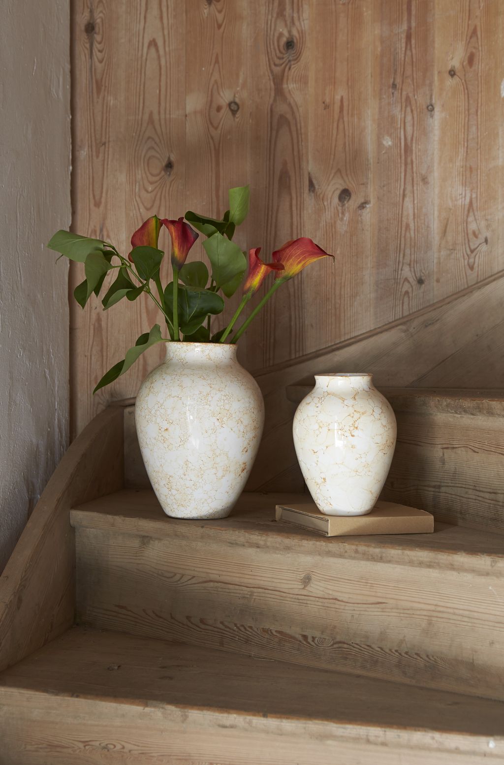 Knabstrup Keramik Vase natura h 27 cm, vit/brun
