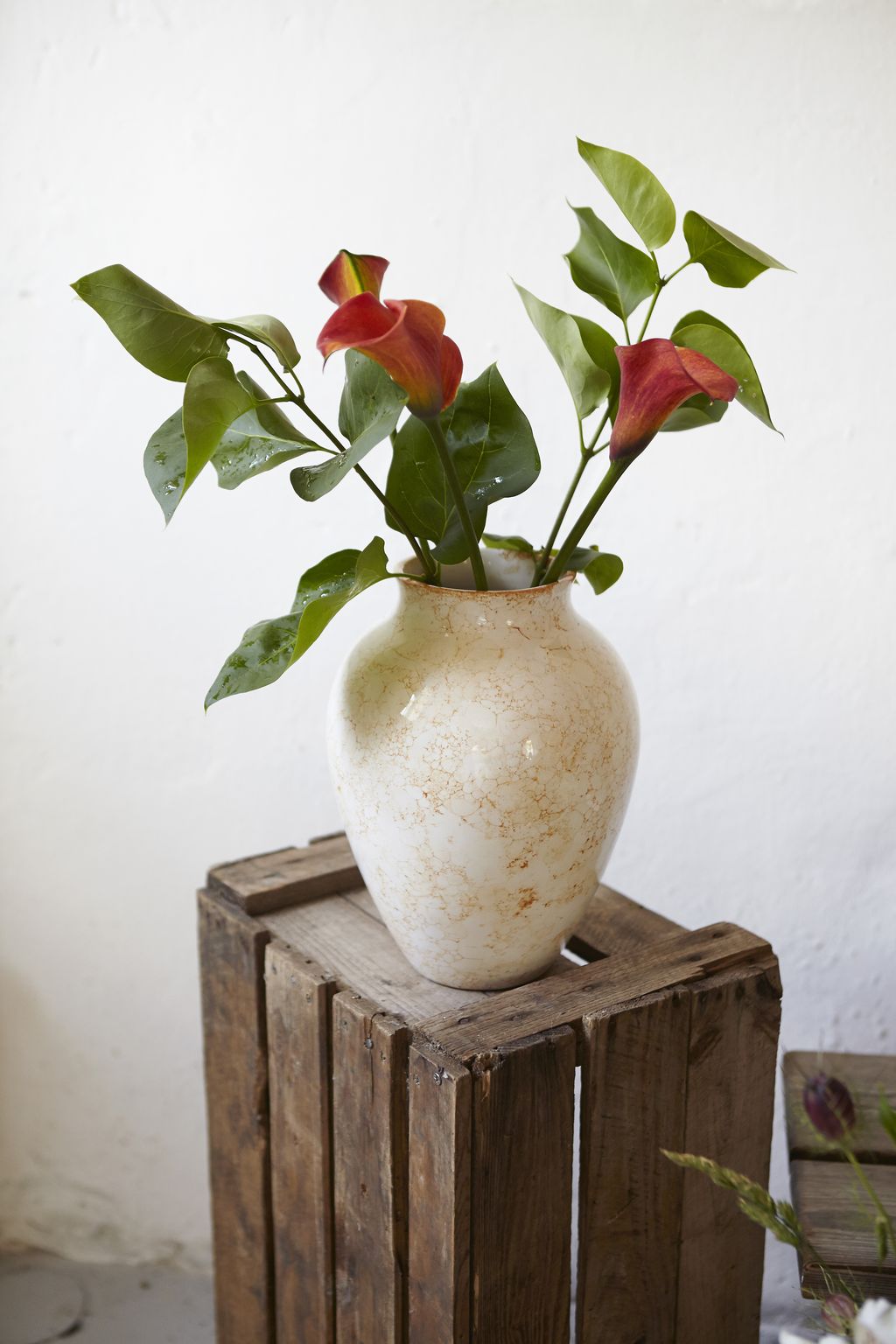 Knabstrup Keramik Vase Natura H 27 cm, Hvid/Brun