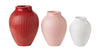 Knabstrup Keramik Vase med Riller Sæt med 3, 11/9,5/8 cm, Bordeaux/Rosa/Hvid