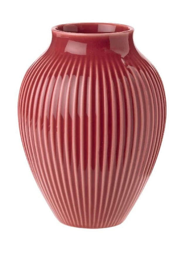 Knabstrup Keramik Vas med spår H 12,5 cm, Bordeaux