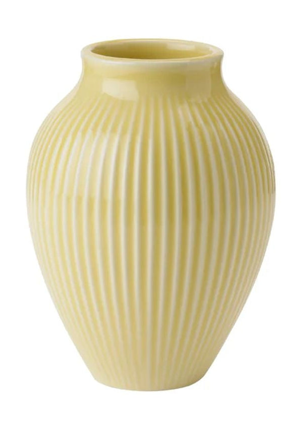 Knabstrup Keramik Vase med Riller H 12,5 cm, Gul