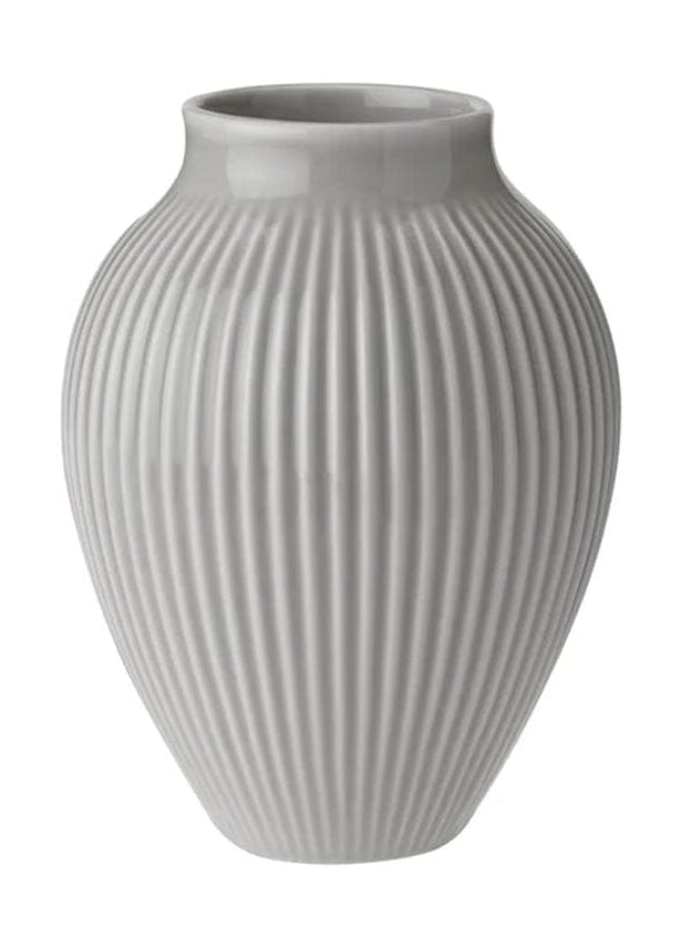 Knabstrup Keramik Vase med Riller H 12,5 cm, Grå