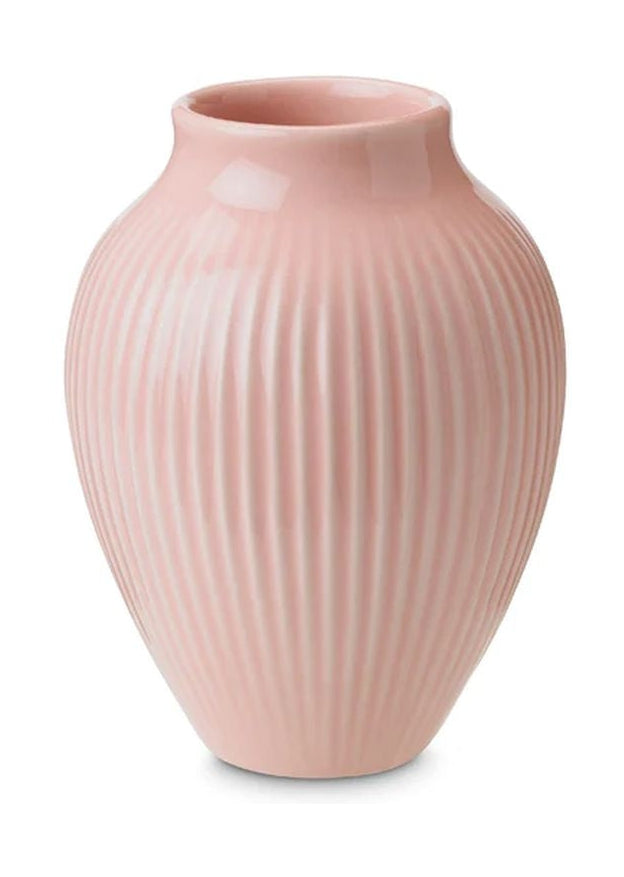 Knabstrup Keramik Vase med Riller H 12,5 cm, Rosa