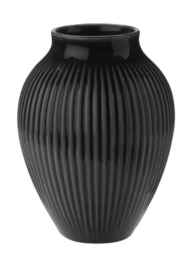 Knabstrup Keramik Vase med Riller H 12,5 cm, Sort