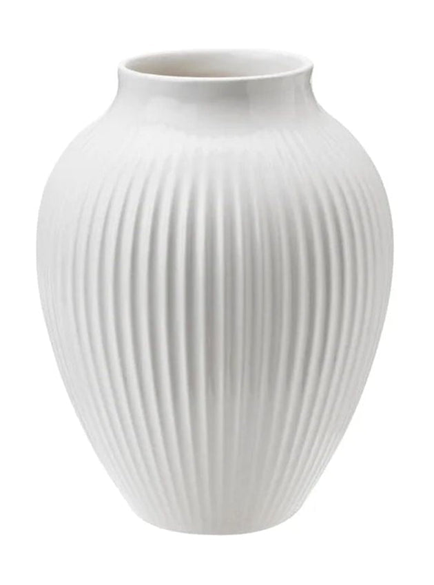 Knabstrup Keramik Vase med Riller H 12,5 cm, Hvid