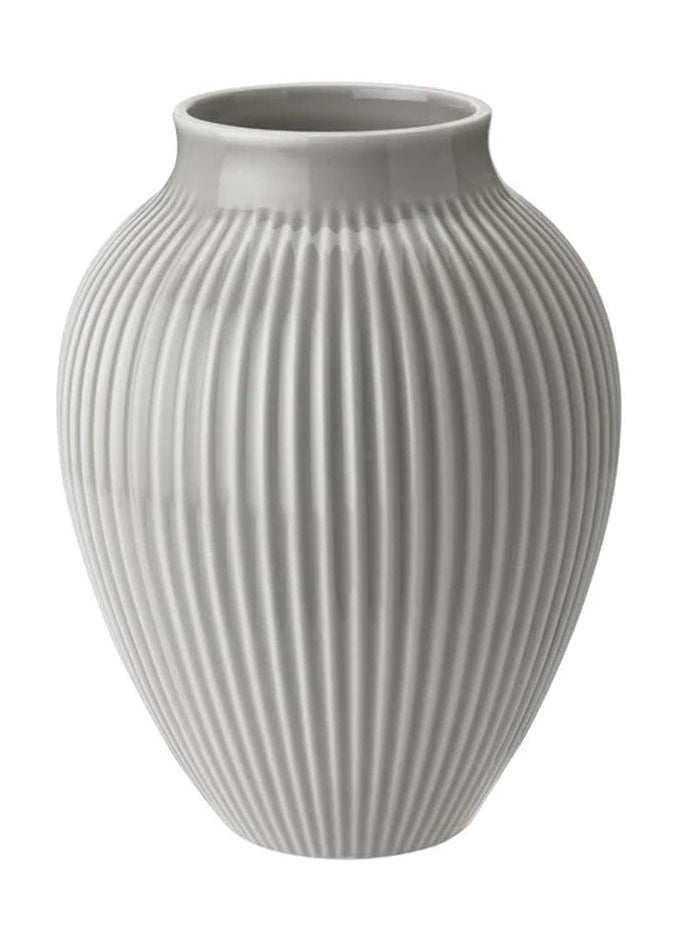 Knabstrup Keramik Vase med Riller H 20 cm, Grå