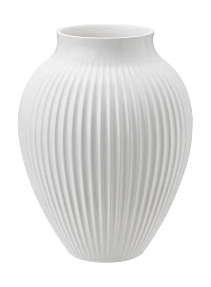 Knabstrup Keramik Vase med Riller H 20 cm, Hvid