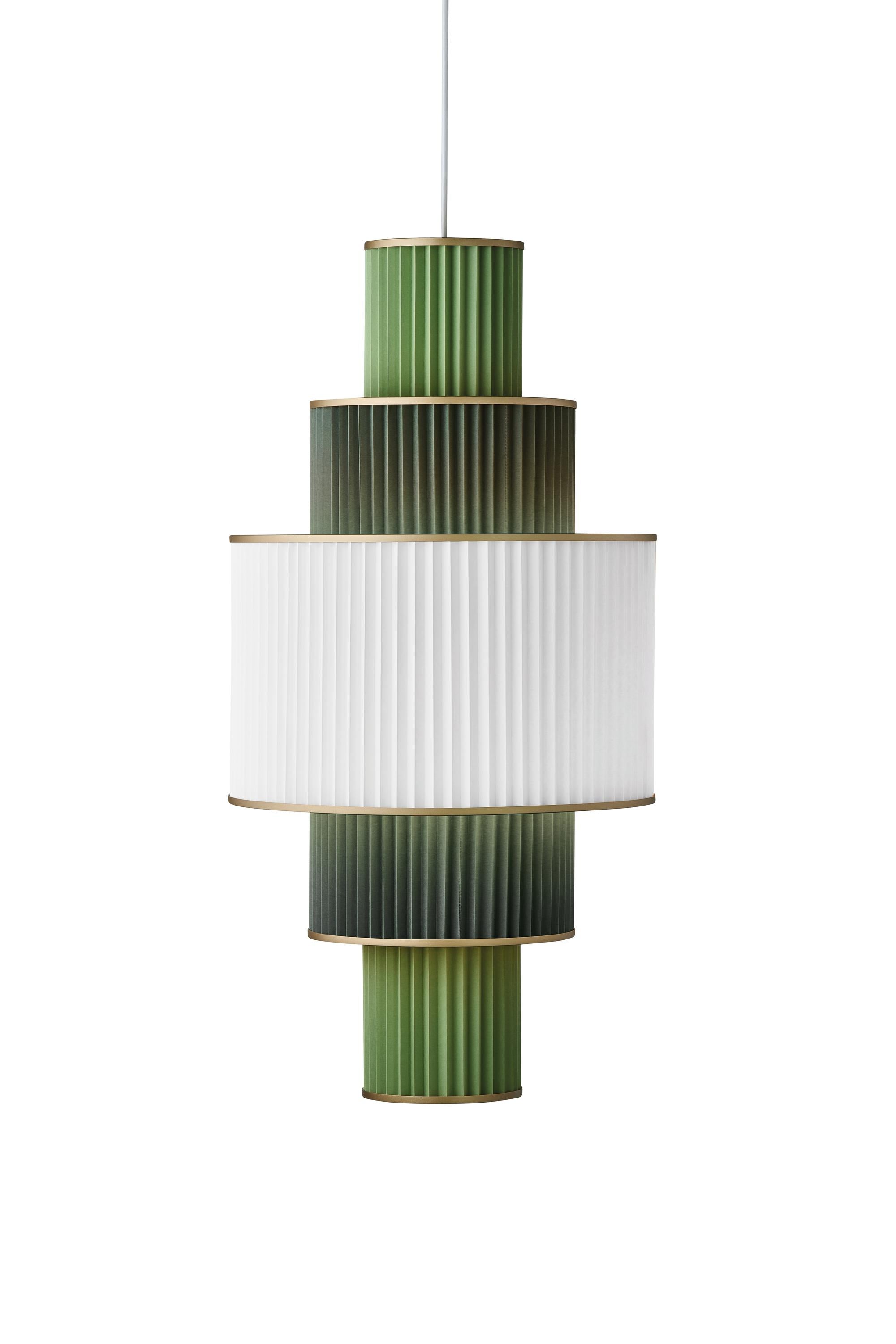 Le Klint Plivello Pendant Golden/White/Light Green med 5 skärmar (S-M-L-M-S)