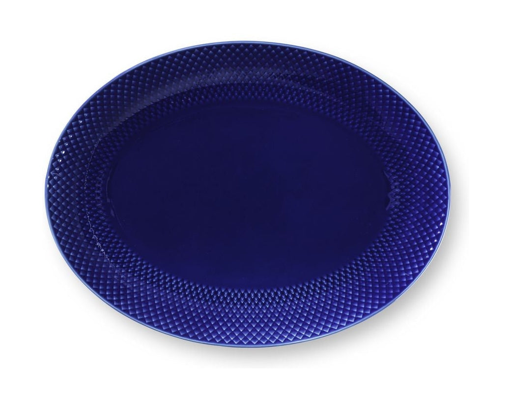 Lyngby Porcelæn Rhombe Color Oval Serving Dish 35x26.5, mörkblå