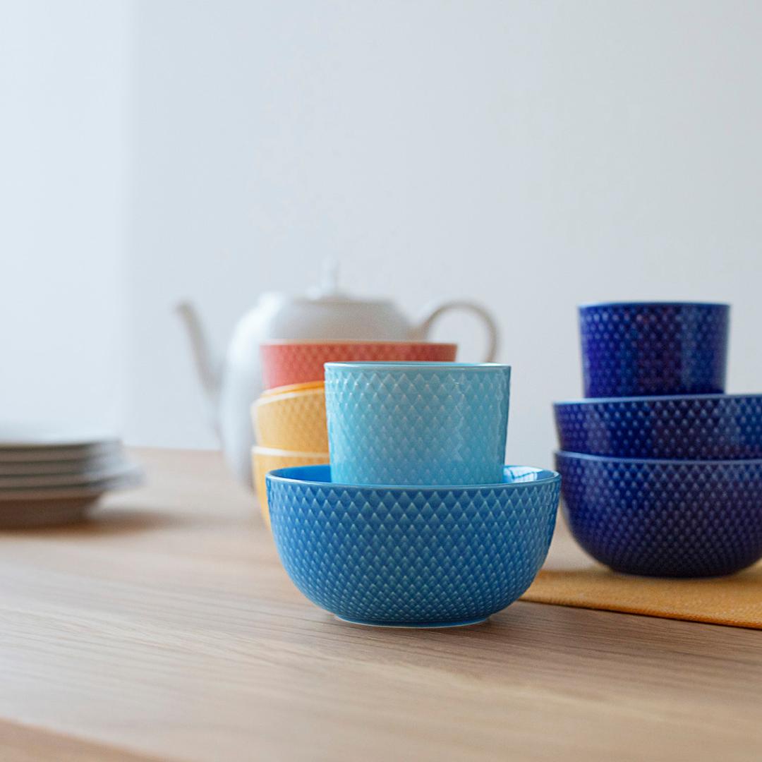 Lyngby Porcelæn Rhombe Color Bowl Porslin Ø13 cm, mörkblå