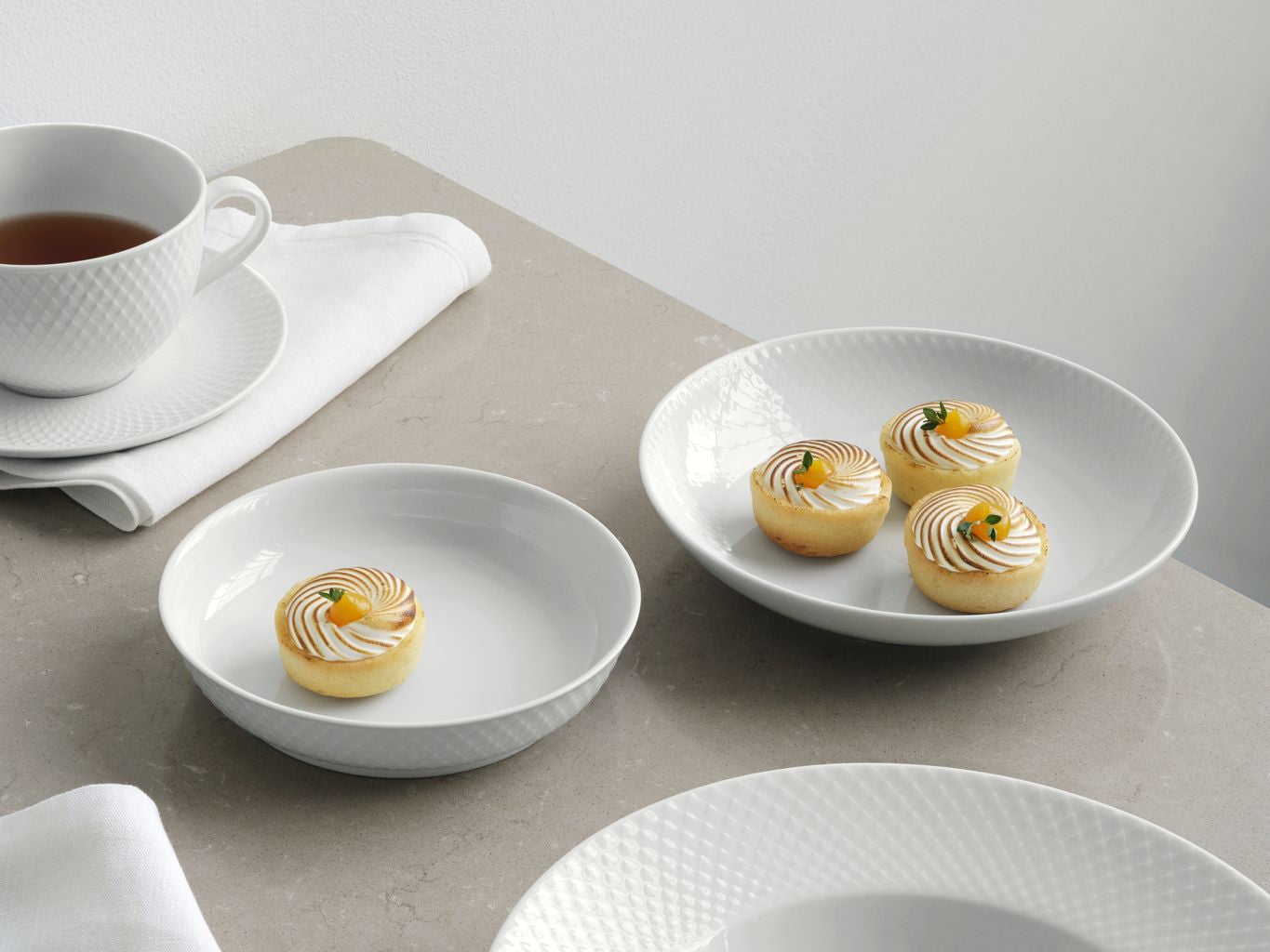 Lyngby Porcelæn Rhombe dessertplattor Ø16 cm, vit