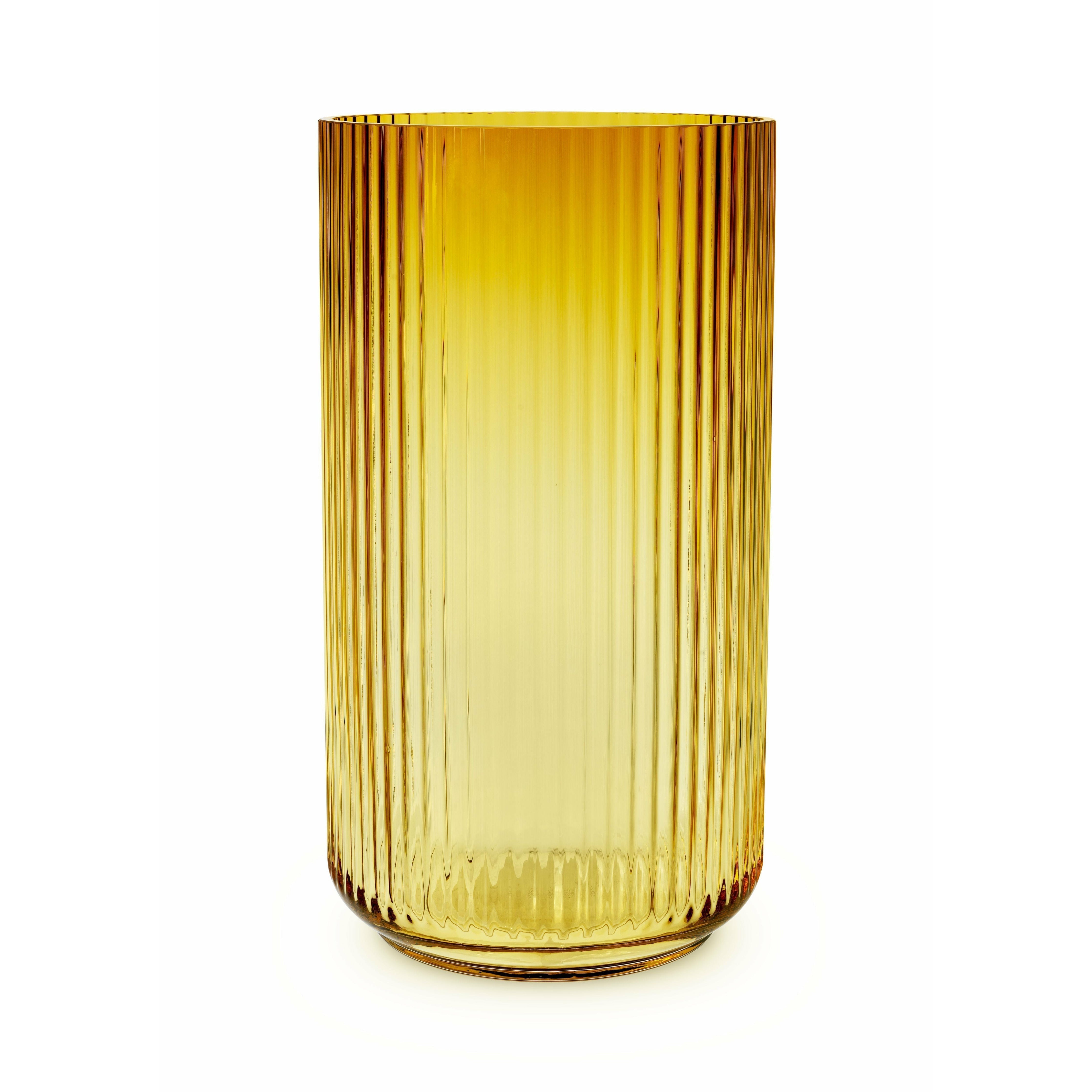 Lyngby Porcelæn Vase munblåst glas H38 cm, bärnsten