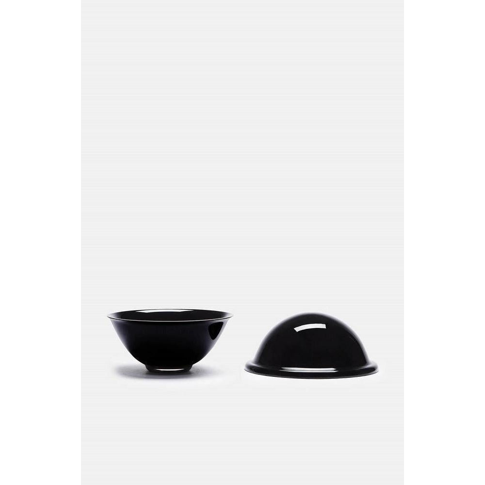 Lyngby Porcelæn Rhombe Chapeau lock Jar, svart, stor