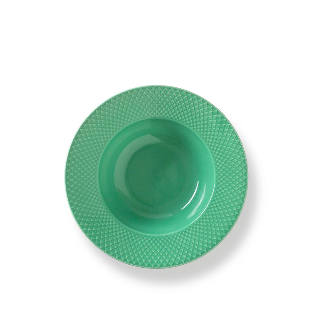 Lyngby Porcelæn Rhombe Deep Plate Green, 24,5 cm