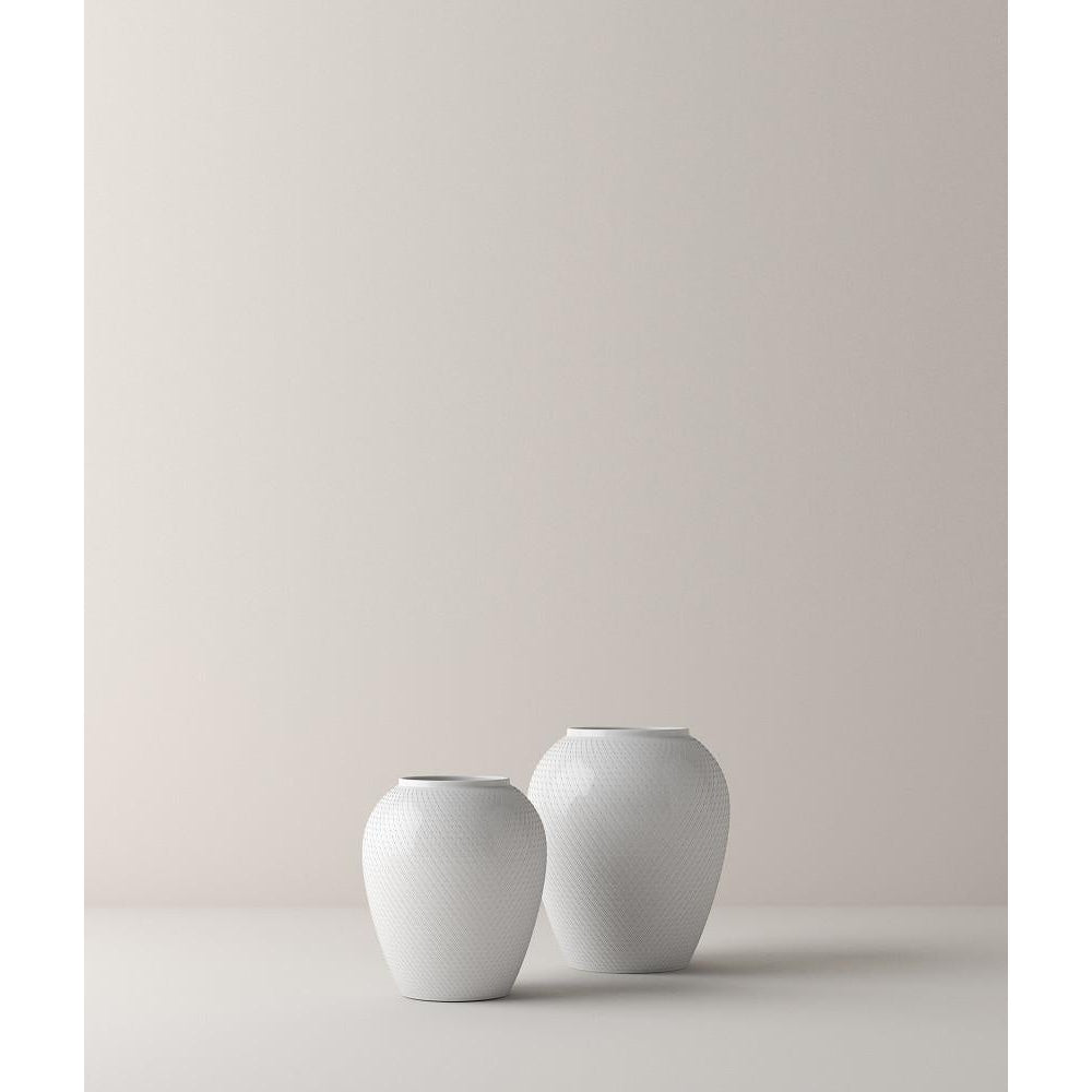 Lyngby Porcelæn Rhombe Vase White, 16,5 cm