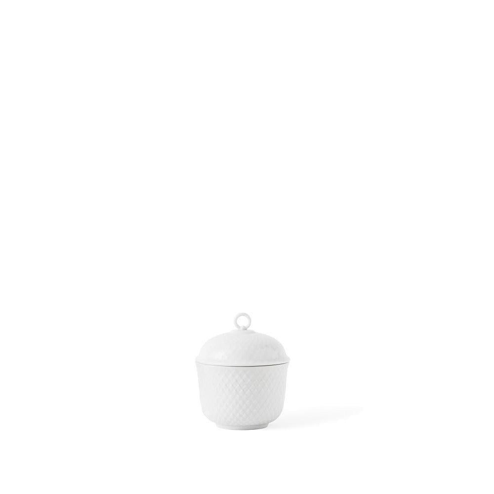Lyngby Porcelæn Rhombe Sukkerskål Hvid, 10,7 cm