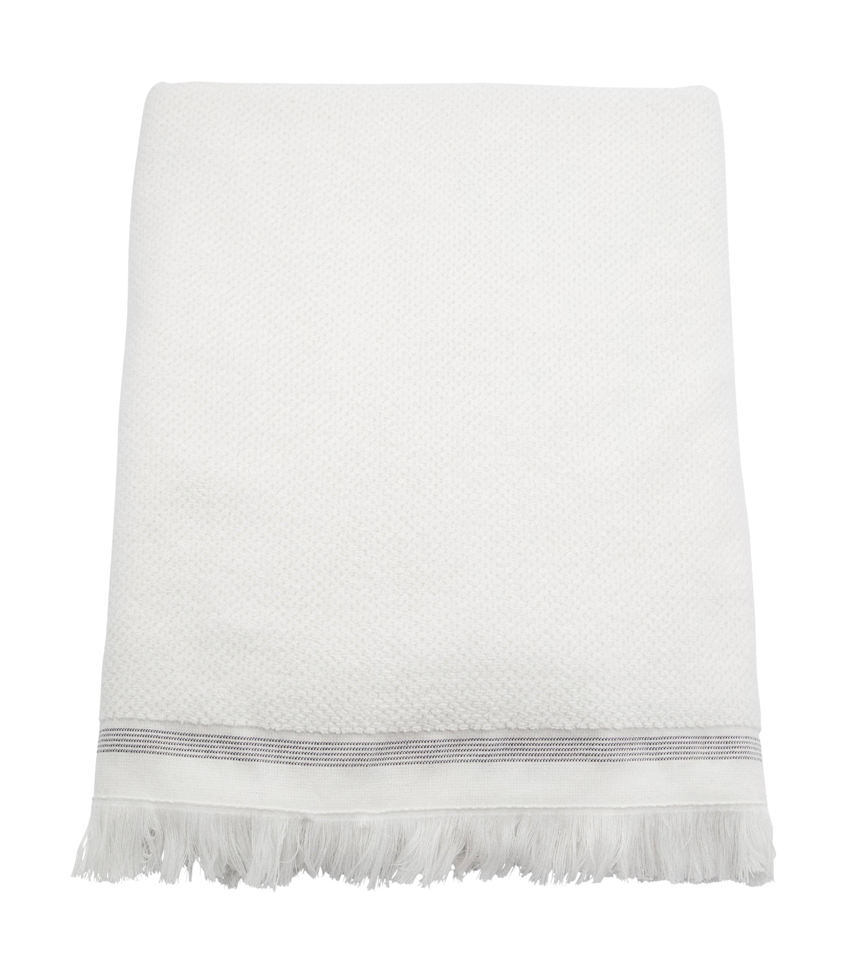 Meraki Håndklæde 100x180 Cm, Hvid Med Grå Striber