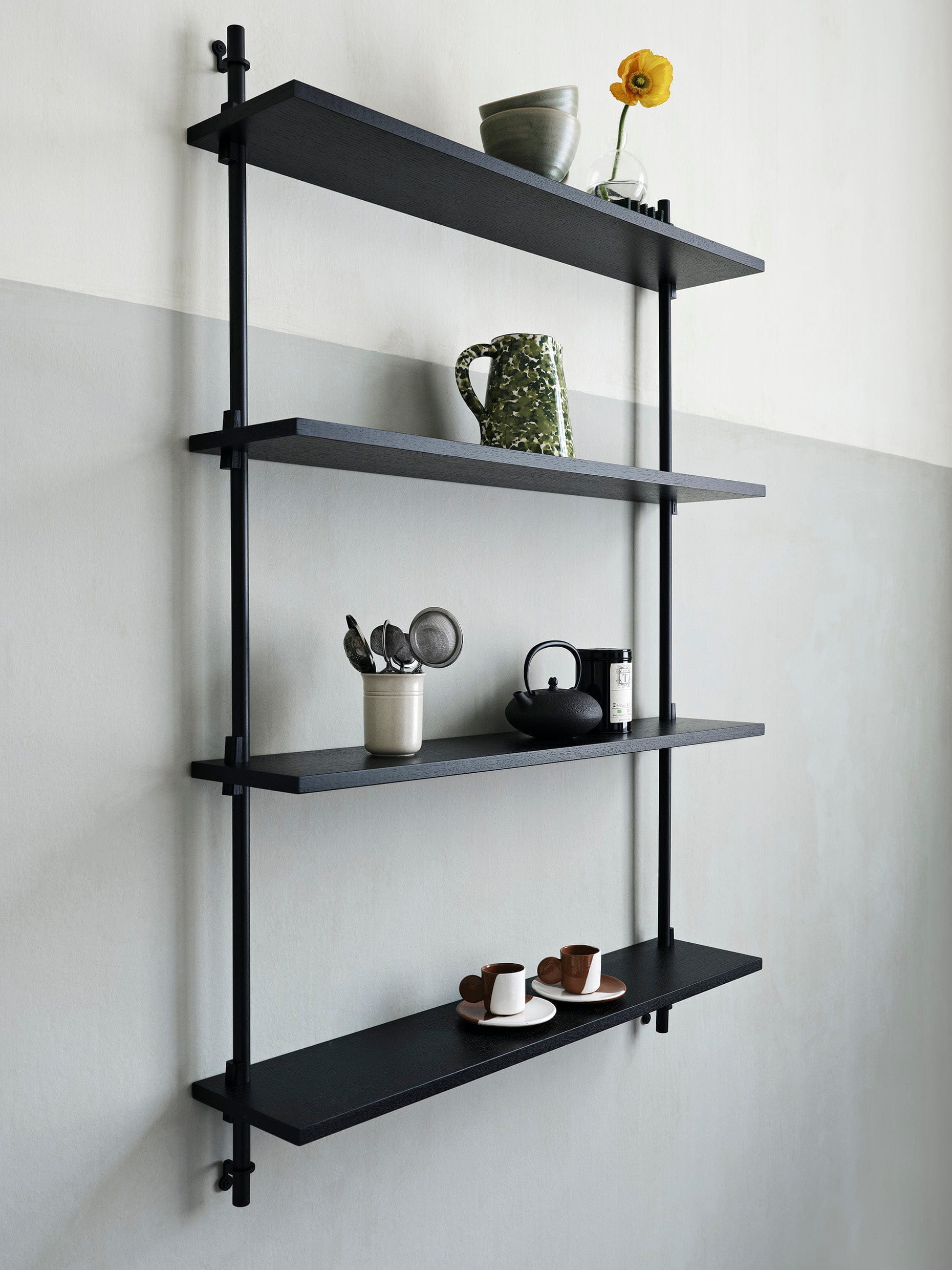 Moebe Wall Shelving WS.115.2, Sort/Sort