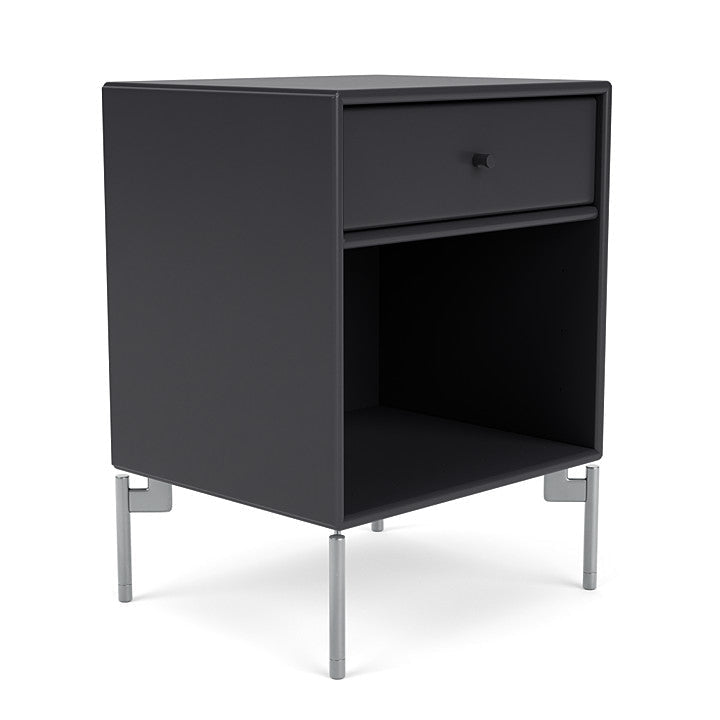 Montana Dream Bedside Table With Ben, Anthracite/Chrome Mat