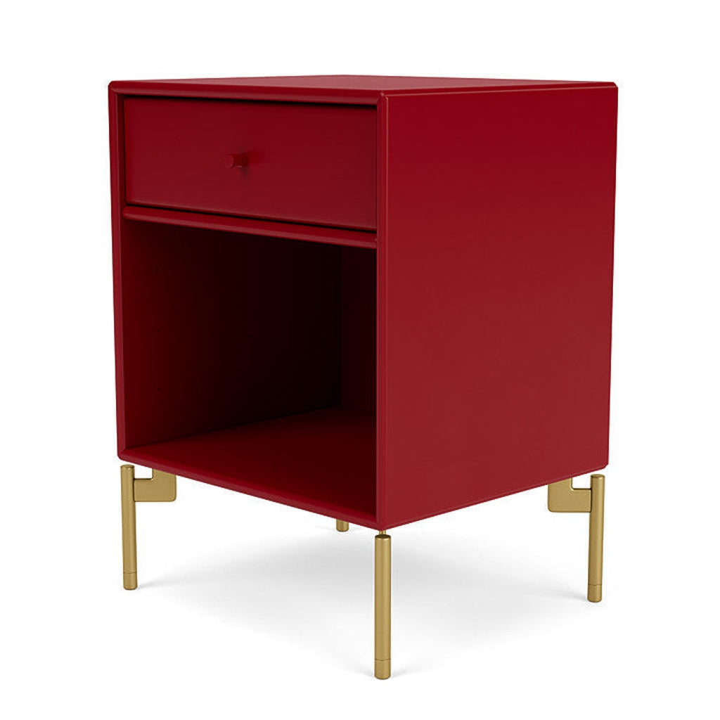 Montana Dream Bedside Table With Ben, Beetroot Red/Brass