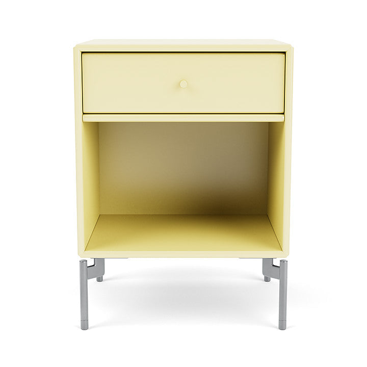 Montana Dream Bedside Table With Ben, Chamomile Yellow/Chrome Mat