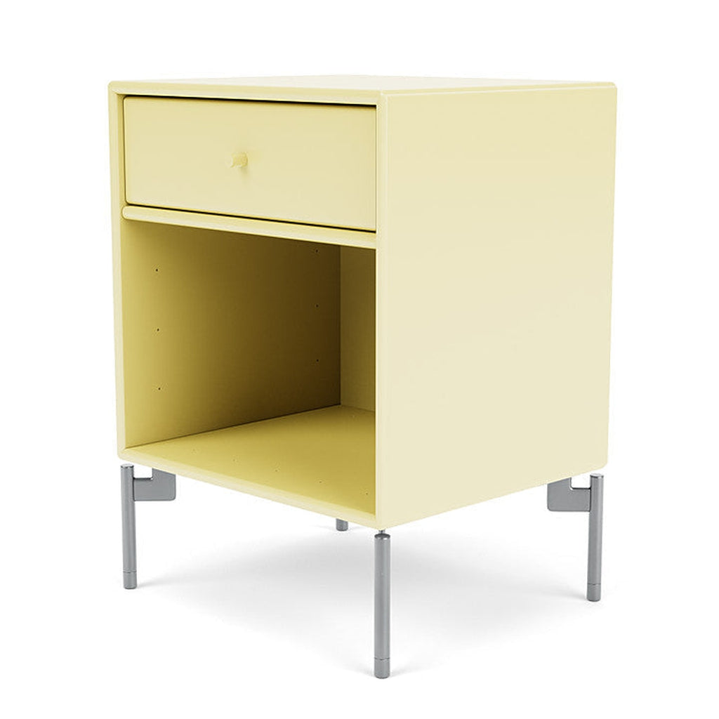 Montana Dream Bedside Table With Ben, Chamomile Yellow/Chrome Mat