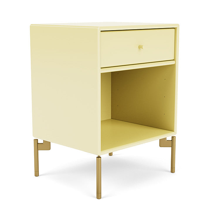 Montana Dream Bedside Table With Ben, Chamomile Yellow/Brass