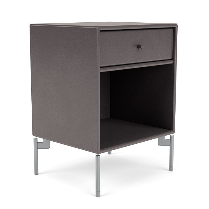 Montana Dream Bedside Table With Ben, Coffee Brown/Chrome Mat