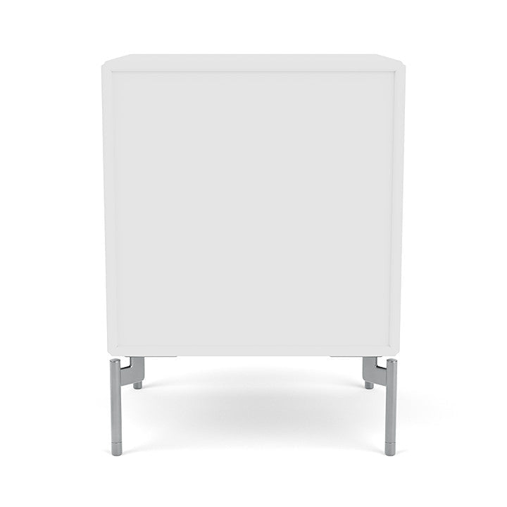 Montana Dream Bedside Table With Ben, New White/Chrome Mat