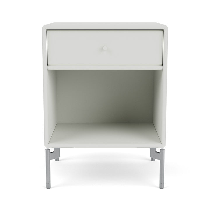 Montana Dream Bedside Table With Ben, Nordic White/Chrome Mat