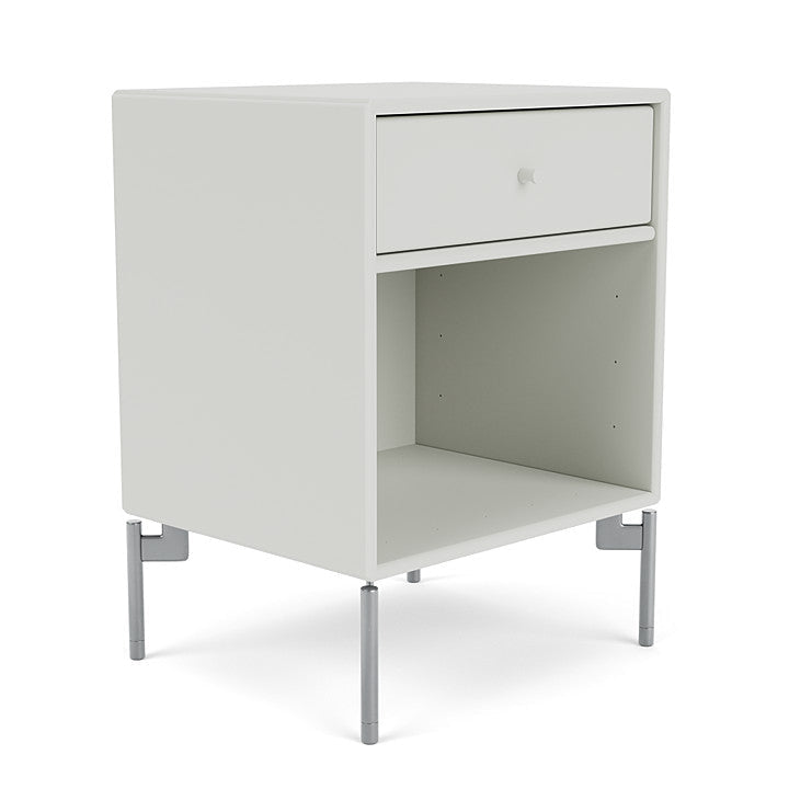Montana Dream Bedside Table With Ben, Nordic White/Chrome Mat