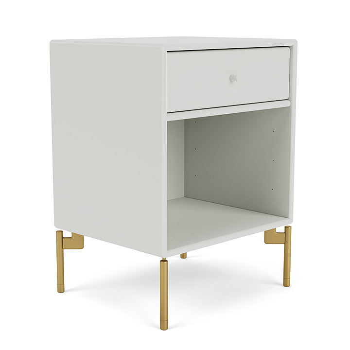 Montana Dream Bedside Table With Ben, Nordic White/Brass