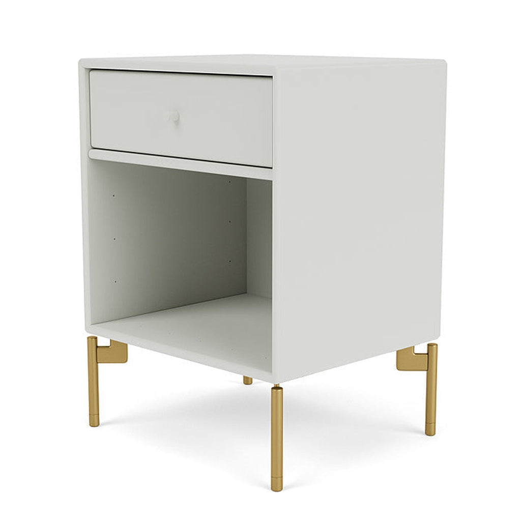 Montana Dream Bedside Table With Ben, Nordic White/Brass